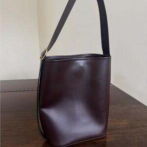 Uniqlo Elegant Dark Brown Faux Leather Shoulder Bag gold buckle